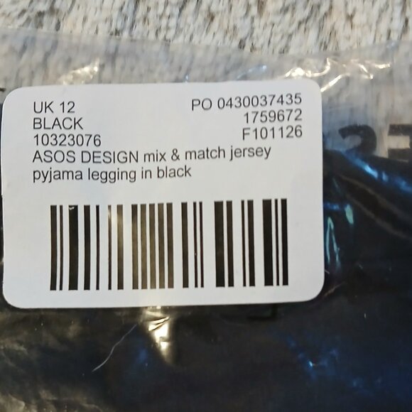 Asos Design Women's M%M Jersey PJ Legging Black SZ 8 NWT - Picture 8 of 9